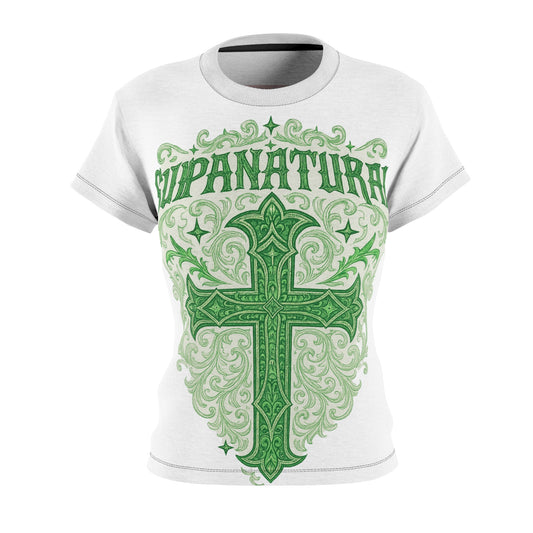 Women's Graphic Tee – 'Supernatural' Green Cross Design