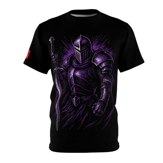 Knight Armor Graphic Tee — Purple Dark Fantasy Sword T‑Shirt