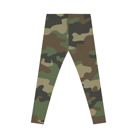 Camo Print Women’s Leggings — All-Over Green Camouflage Activewear