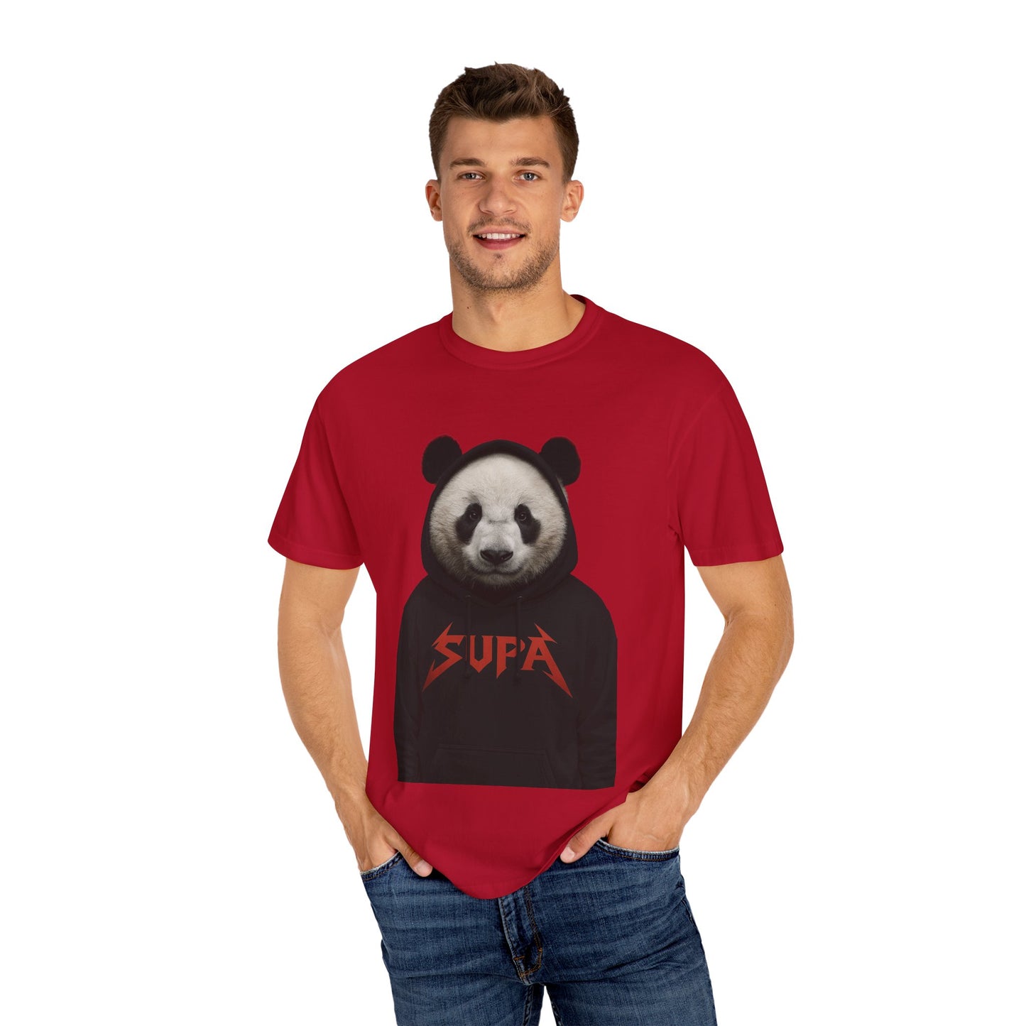 Panda Hoodie Graphic T‑Shirt — 'Supa' Front & 'Off The Map' Zebra Back