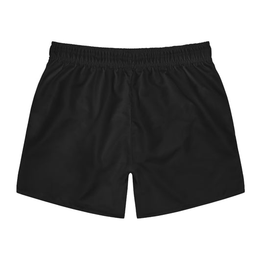 Retro Rainbow 'SUPA' Swim Trunks - Black Beach Shorts