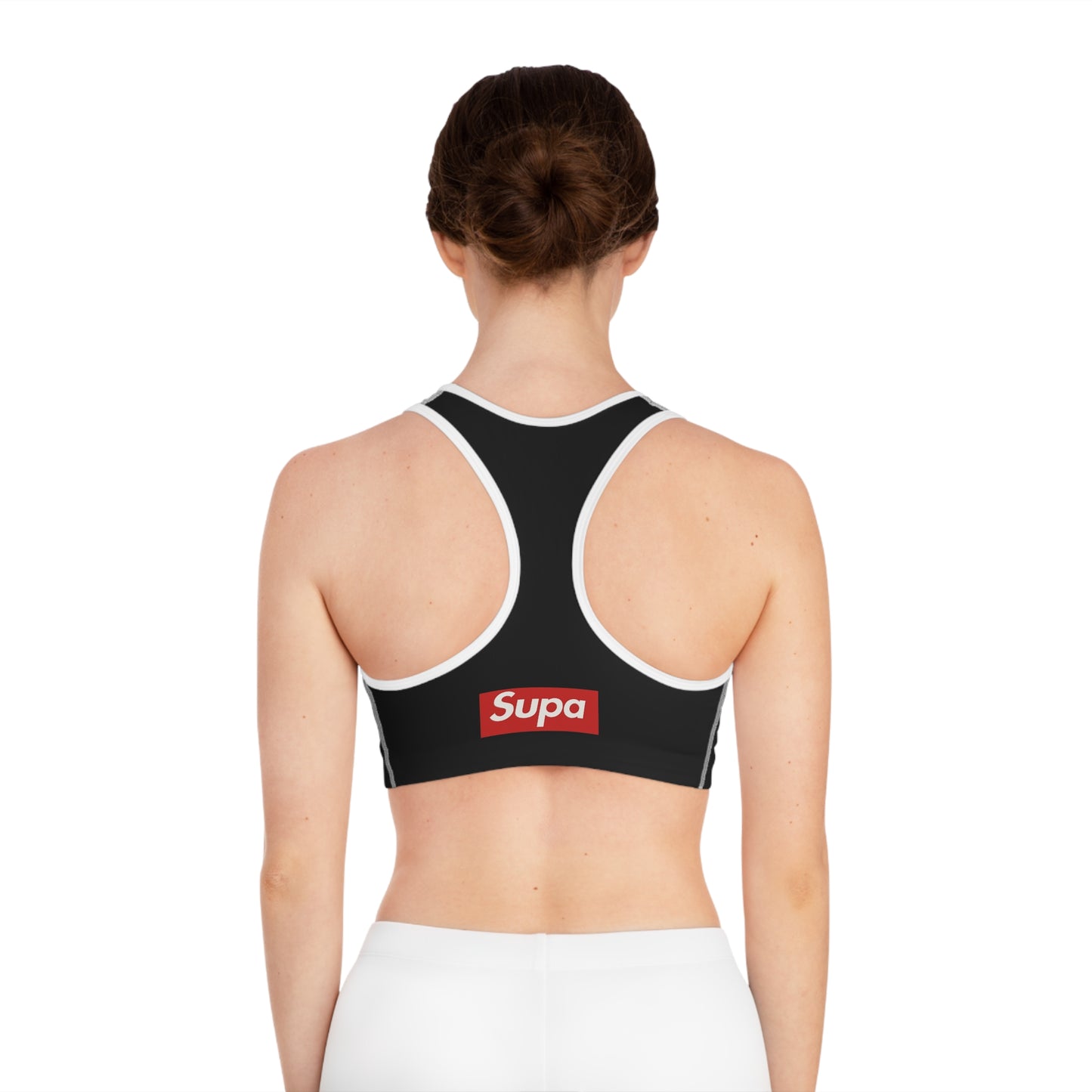 Supa Bubble Text Sports Bra — Bold Pink Graphic Activewear