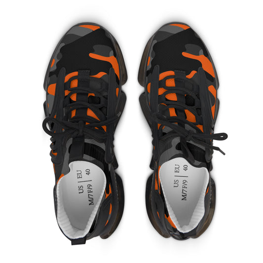 Women's Mesh Sneakers — Orange Black Camo Athletic Shoes