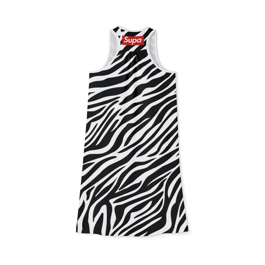 Zebra Print Racerback Dress — Black & White AOP Summer Dress