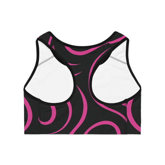 Sports Bra — 'Supa' Pink Swirl Active Crop Top
