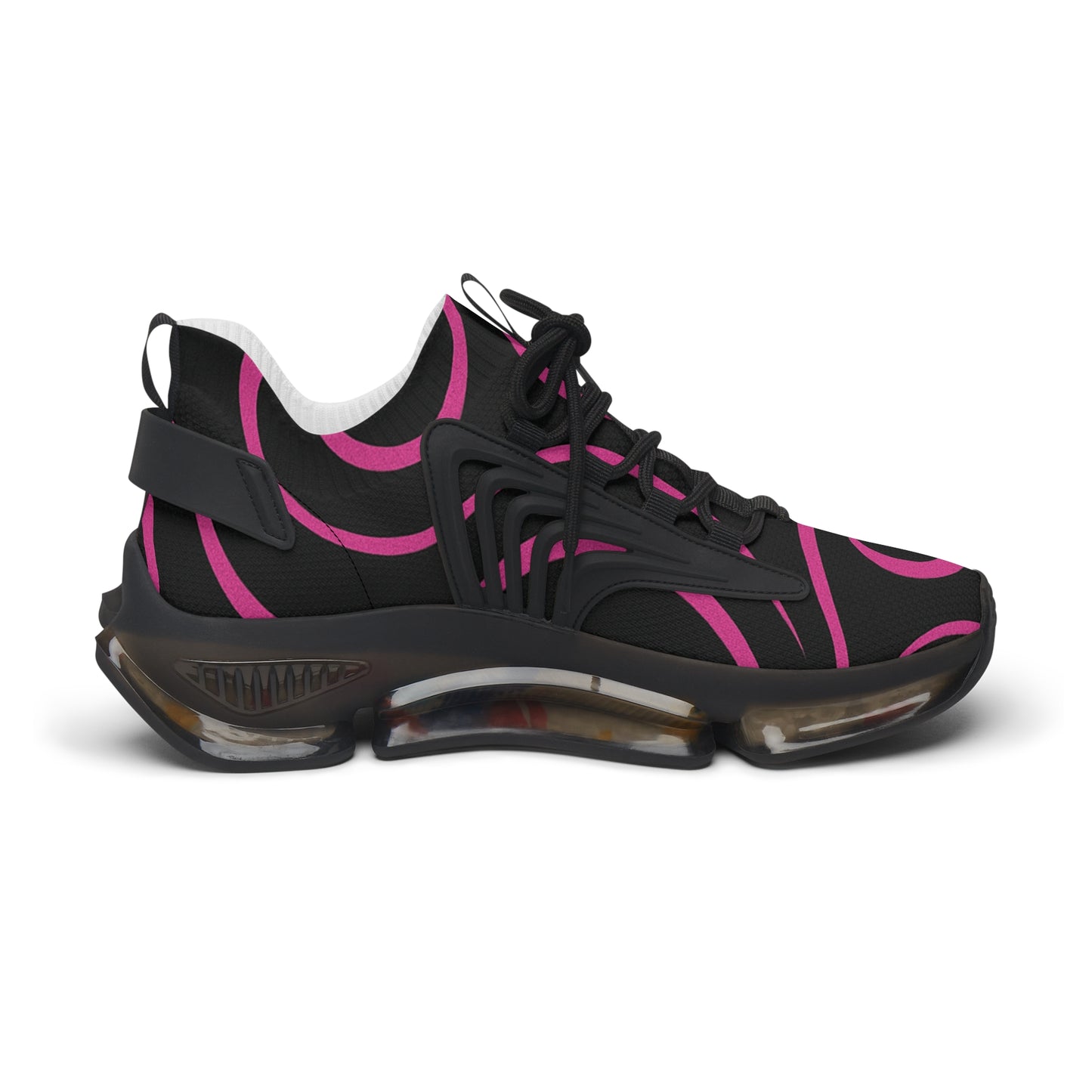 Women's Mesh Sneakers — Black & Hot Pink Swirl Athletic Shoes