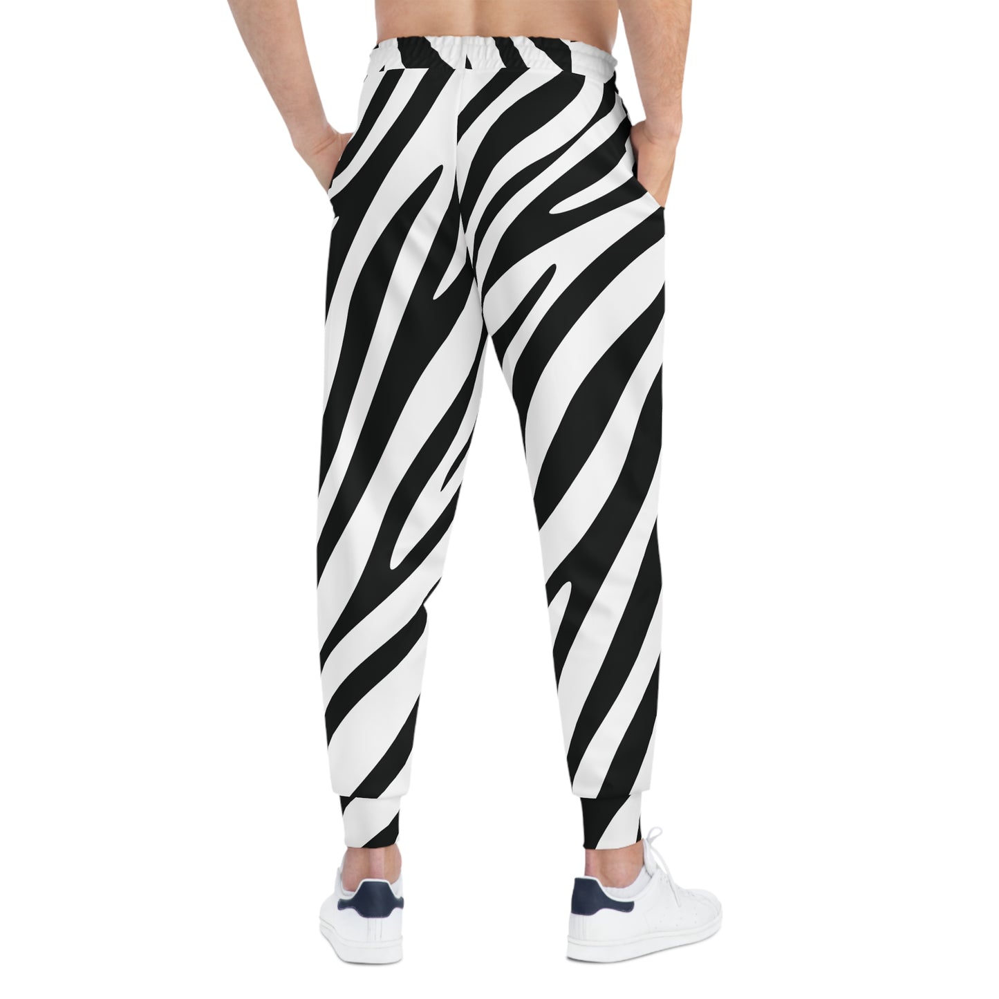 Zebra Print Athletic Joggers — Black & White AOP Sweatpants with "Supa" Accent
