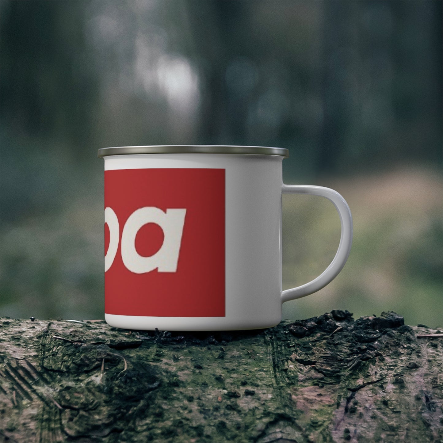Enamel Camping Mug — Bold Red 'Sup' Retro Logo Camper Cup