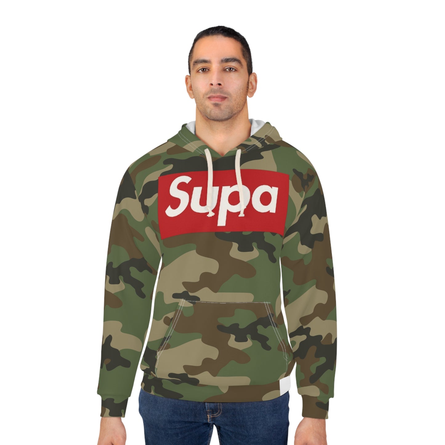 Camo 'Supa' Pullover Hoodie - All-Over Print Streetwear