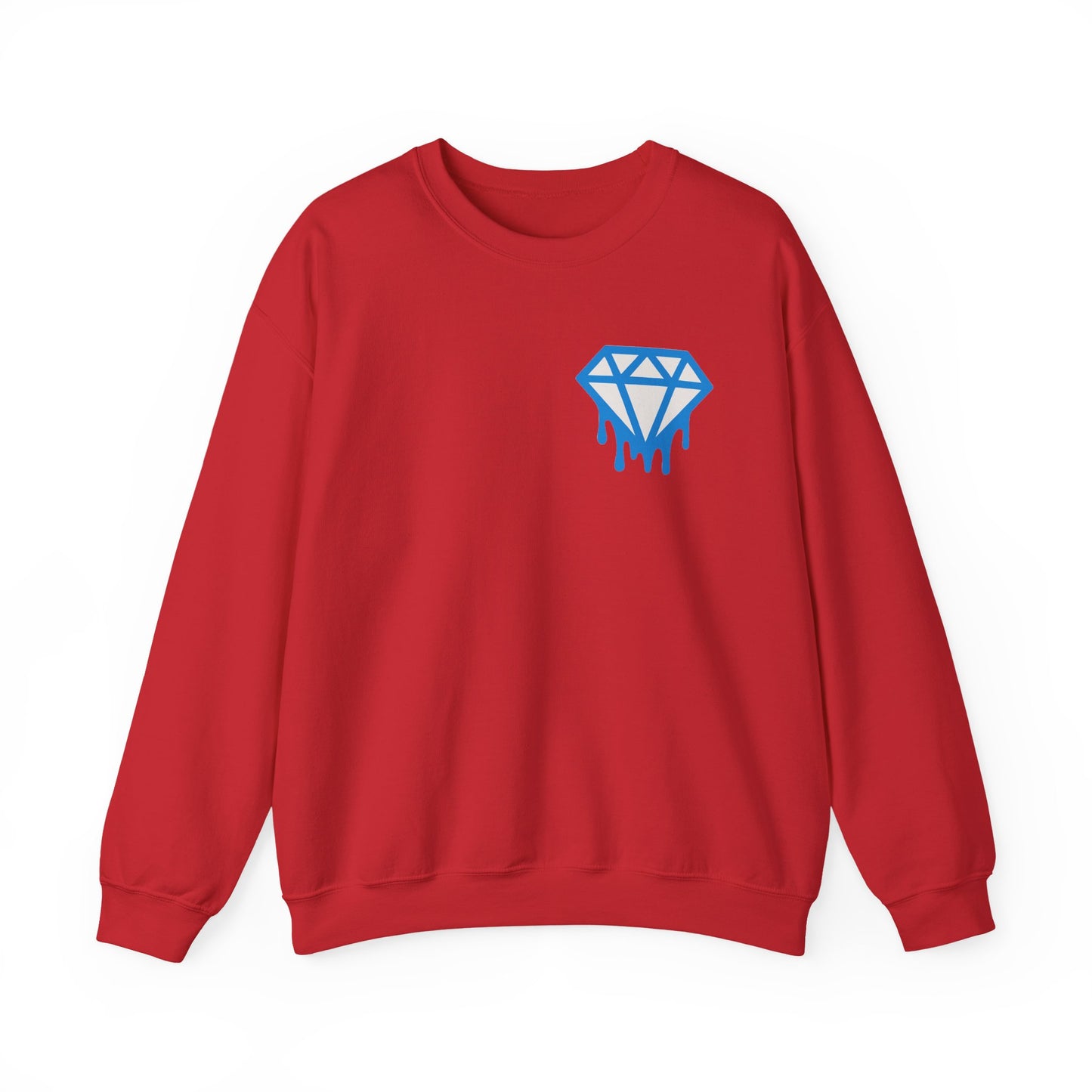 Dripping Blue Diamond Crewneck Sweatshirt — Stadium Nightscape Back Print