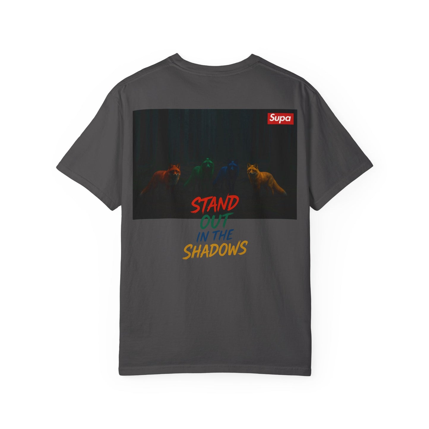 Supa Graphic T-Shirt — 'Stand Out in the Shadows' Colorful Logo Tee