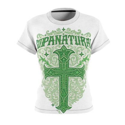 Women's Graphic Tee – 'Supernatural' Green Cross Design