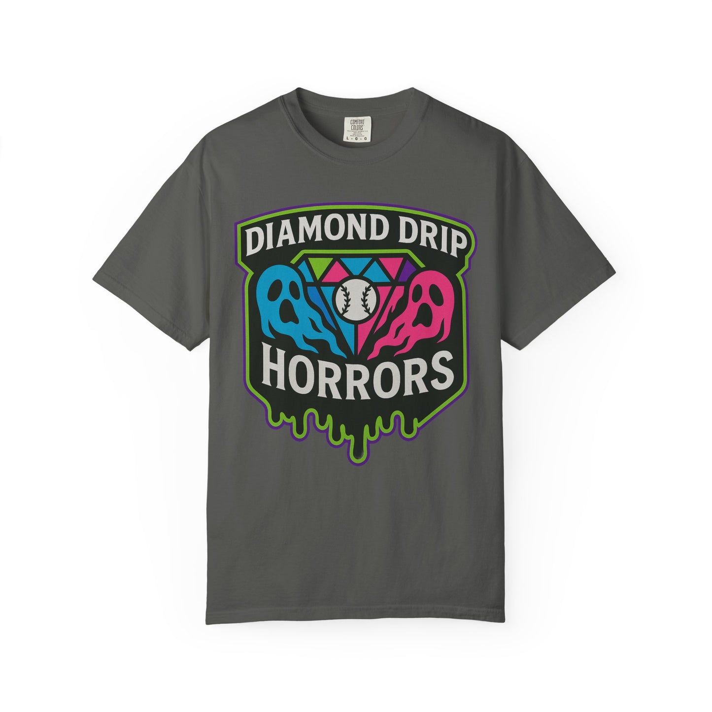 Diamond Drip Horrors T-Shirt — Retro Horror Baseball Graphic Tee