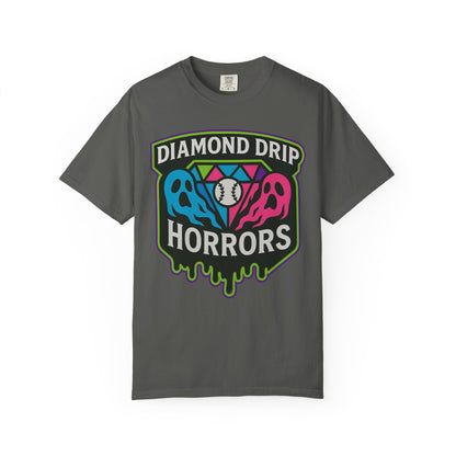 Diamond Drip Horrors T-Shirt — Retro Horror Baseball Graphic Tee