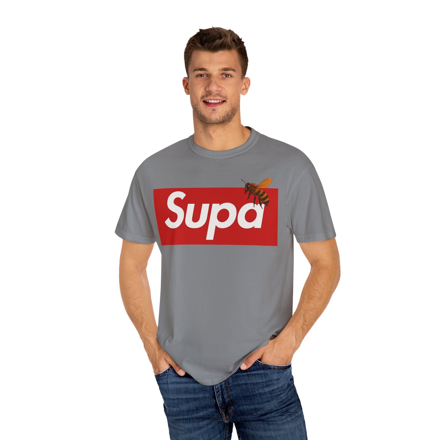 Supa Bee T-Shirt — Retro Box Logo with Honeycomb & Bee Graphic