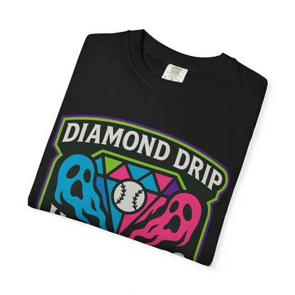 Diamond Drip Horrors T-Shirt — Retro Baseball Horror Graphic Tee