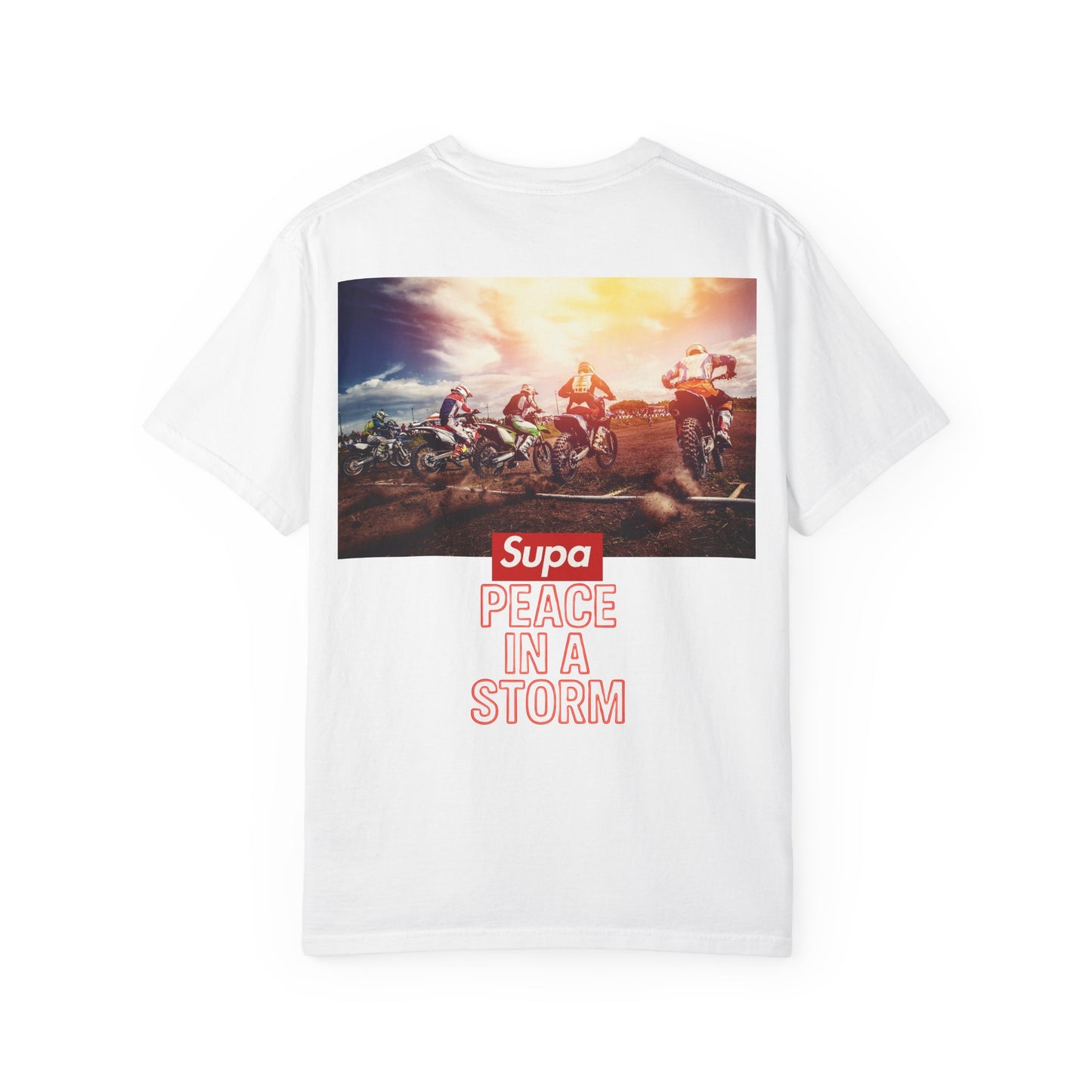 Motocross T-Shirt — "Supa" Logo & Back Graphic (Peace in a Storm)