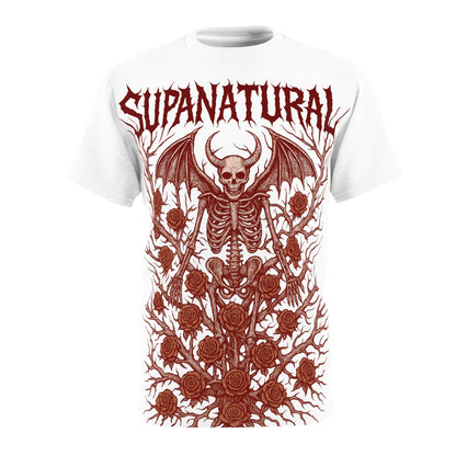 Supanatural Skeleton Wings Tee — Gothic Skull & Rose All-Over Print