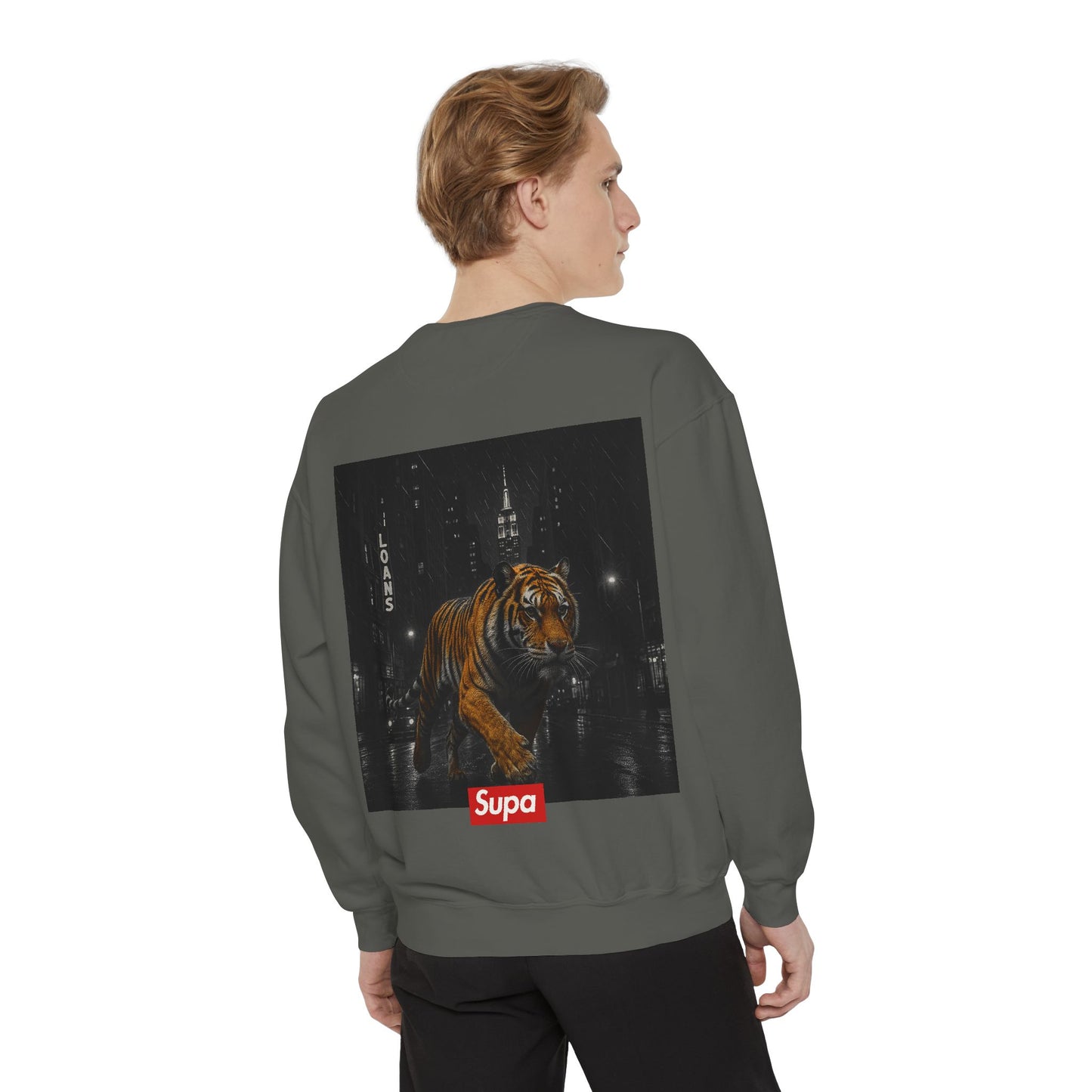 Supa Tiger Unisex Sweatshirt - Trendy Garment-Dyed Apparel