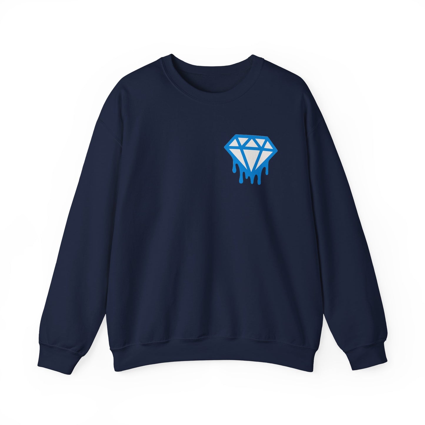 Dripping Blue Diamond Crewneck Sweatshirt — Stadium Nightscape Back Print