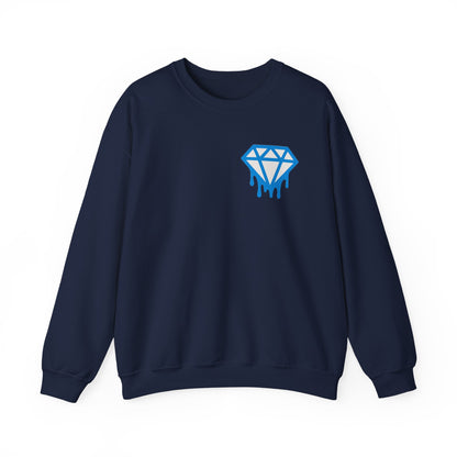 Dripping Blue Diamond Crewneck Sweatshirt — Stadium Nightscape Back Print