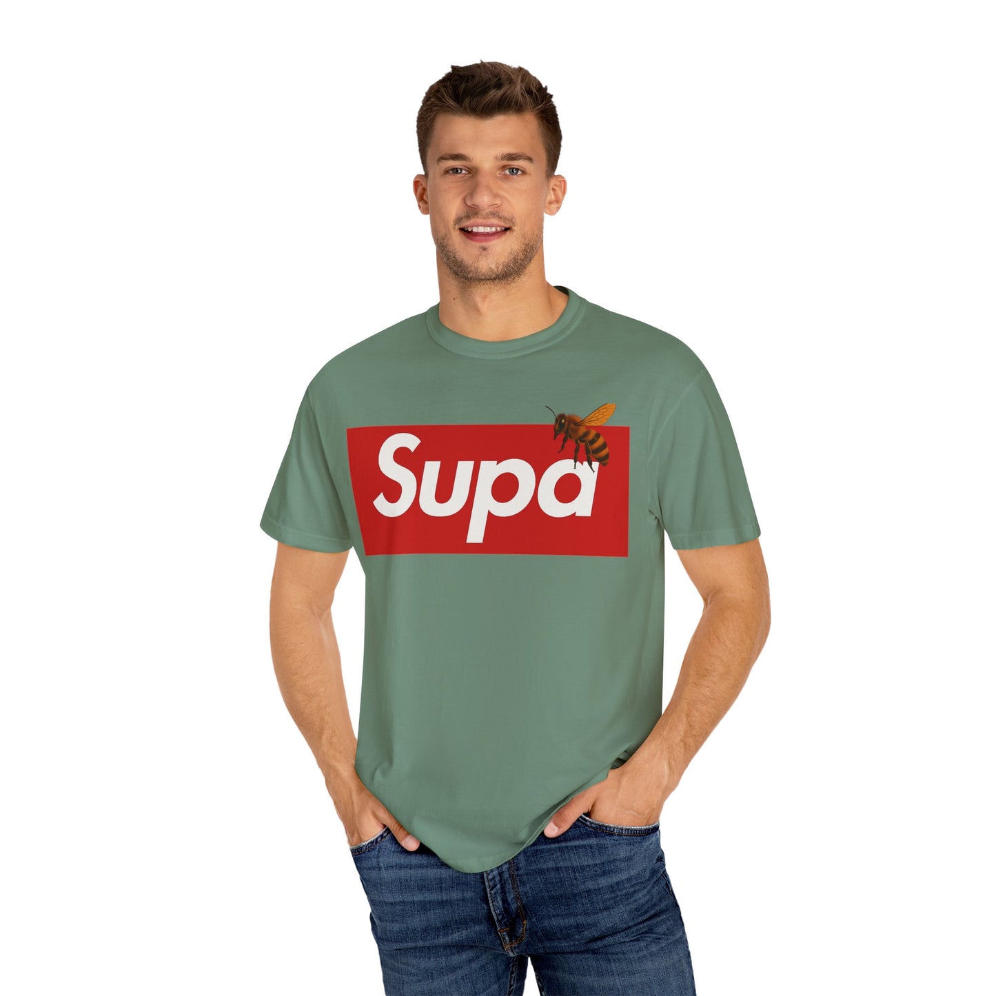 Supa Bee T-Shirt — Retro Box Logo with Honeycomb & Bee Graphic