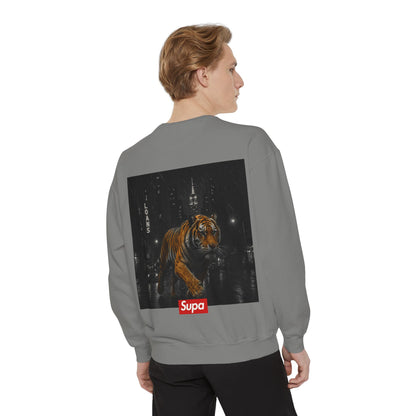 Supa Tiger Unisex Sweatshirt - Trendy Garment-Dyed Apparel