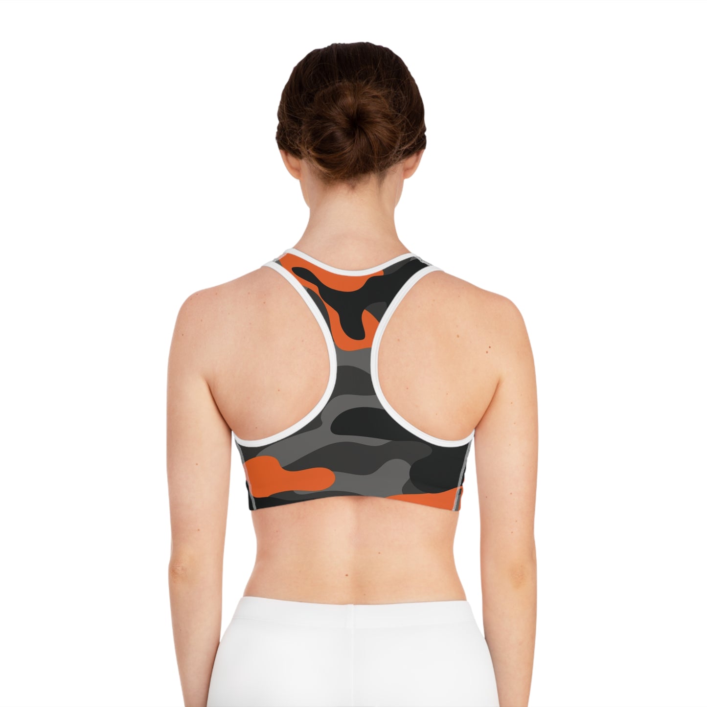 Orange Camo "Supa" Sports Bra — Bold Streetwear Activewear