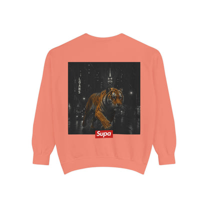 Supa Tiger Unisex Sweatshirt - Trendy Garment-Dyed Apparel