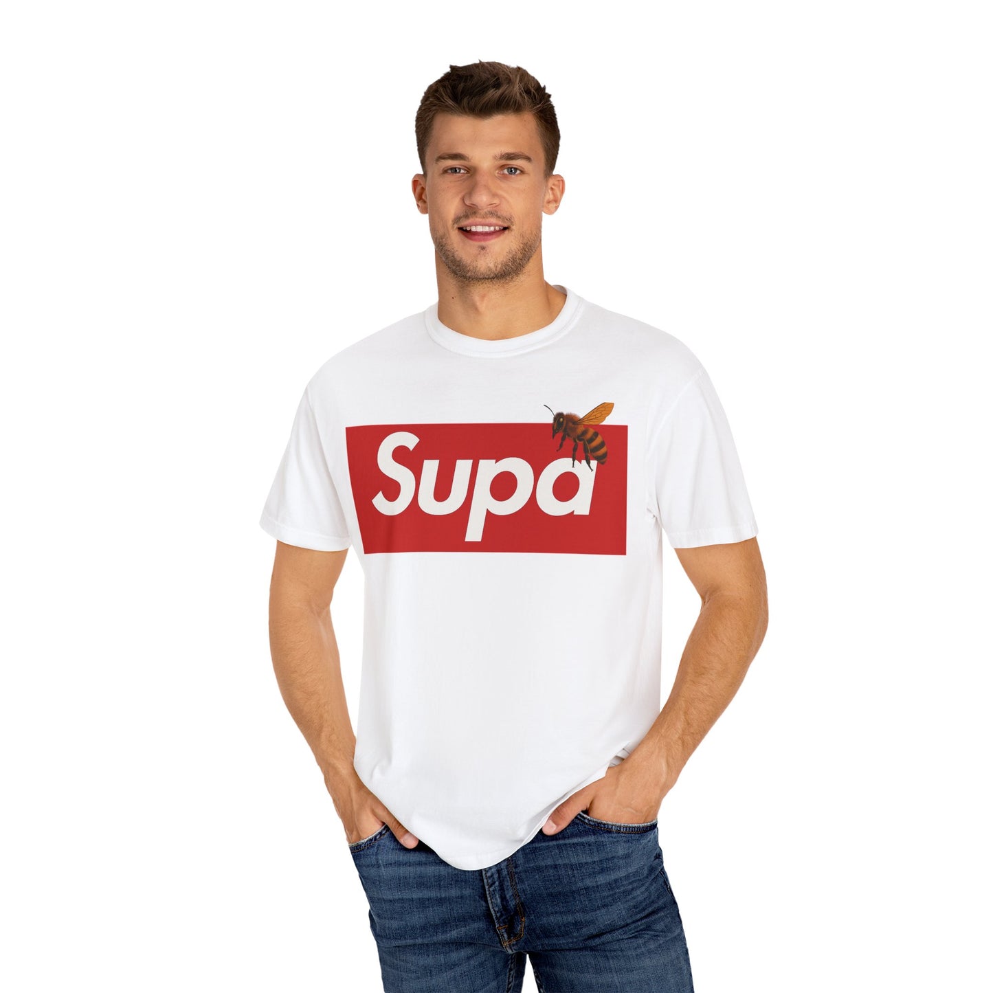 Supa Bee T-Shirt — Retro Box Logo with Honeycomb & Bee Graphic