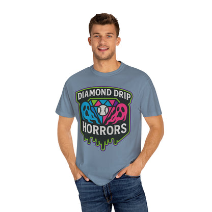 Diamond Drip Horrors T-Shirt — Retro Horror Baseball Graphic Tee