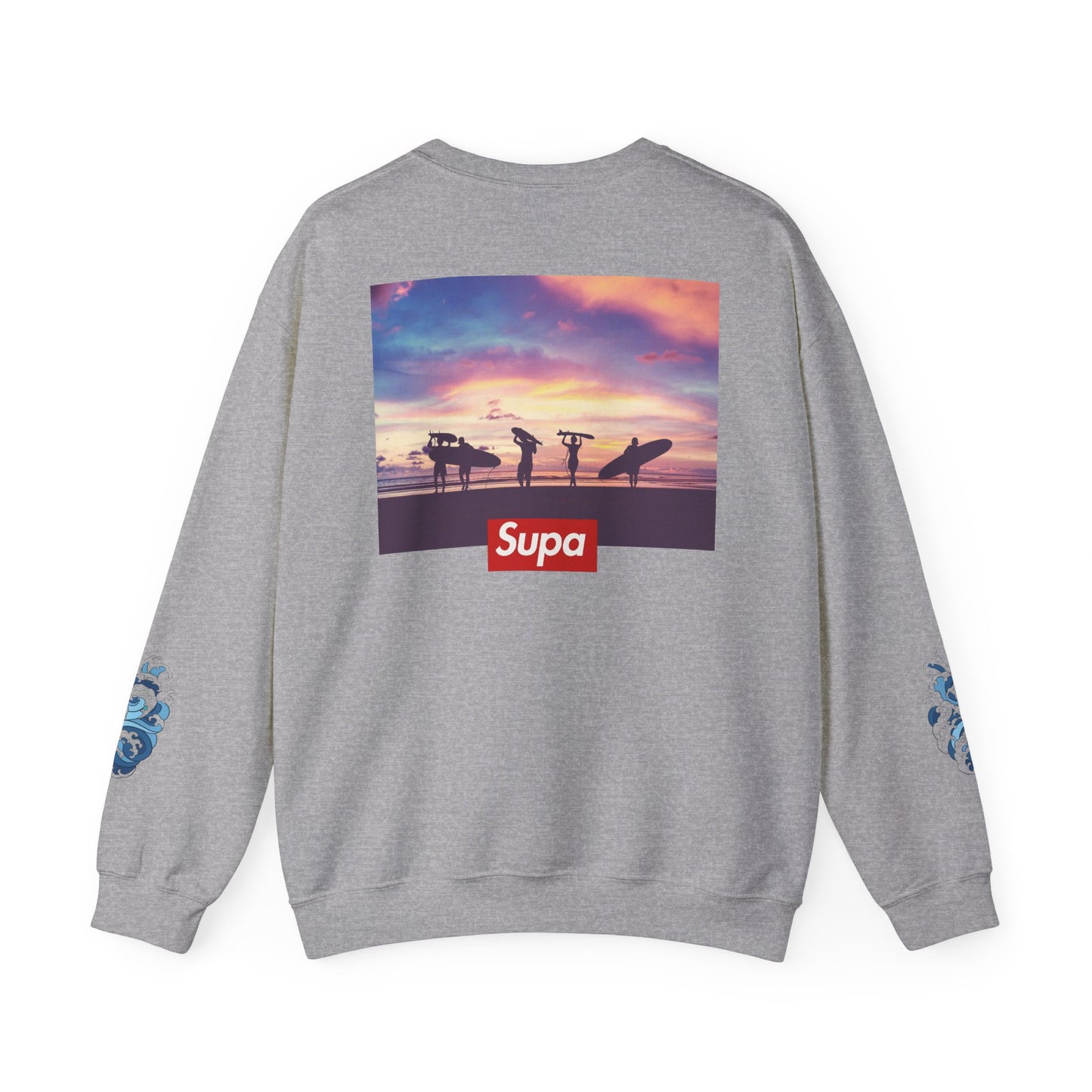 Supa Surf Crewneck Sweatshirt – Vintage Surf Photo & Logo Pullover