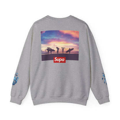 Supa Surf Crewneck Sweatshirt – Vintage Surf Photo & Logo Pullover