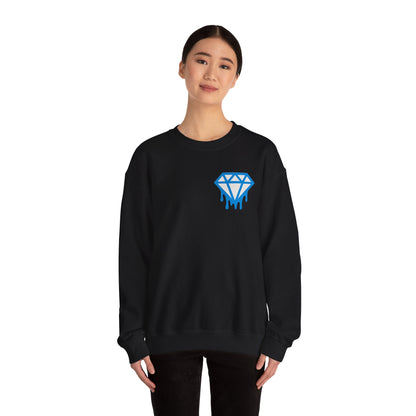 Dripping Blue Diamond Crewneck Sweatshirt — Stadium Nightscape Back Print