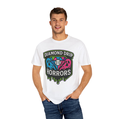 Diamond Drip Horrors Baseball T-Shirt — Fang Fielder Graphic Tee