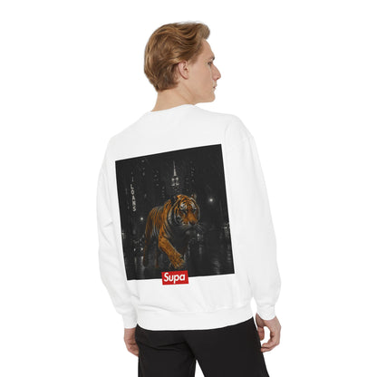 Supa Tiger Unisex Sweatshirt - Trendy Garment-Dyed Apparel