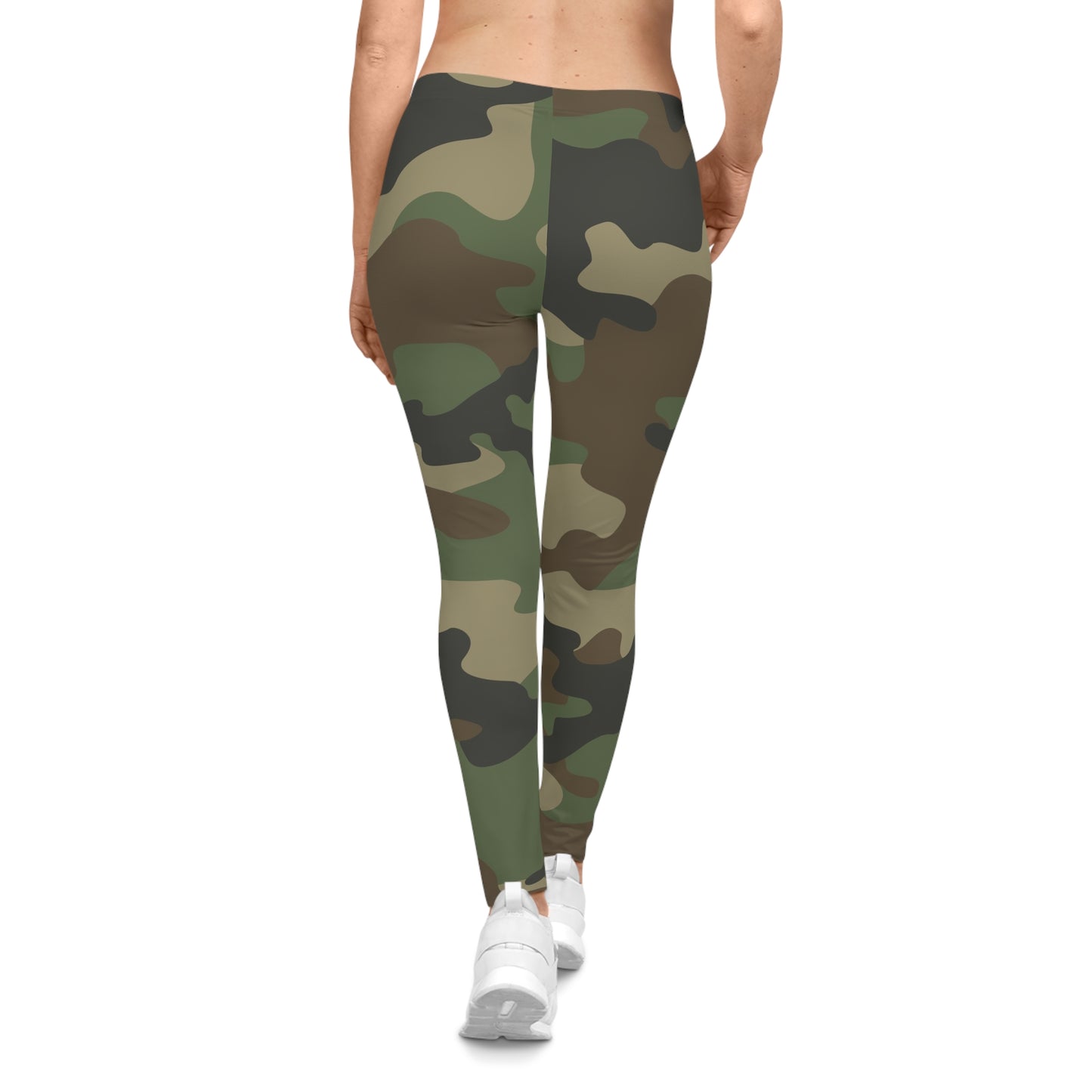 Camo Print Women’s Leggings — All-Over Green Camouflage Activewear