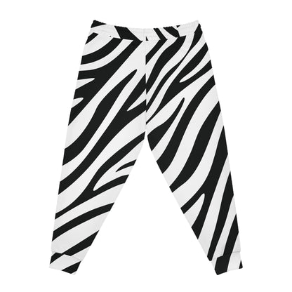 Zebra Print Athletic Joggers — Black & White AOP Sweatpants with "Supa" Accent