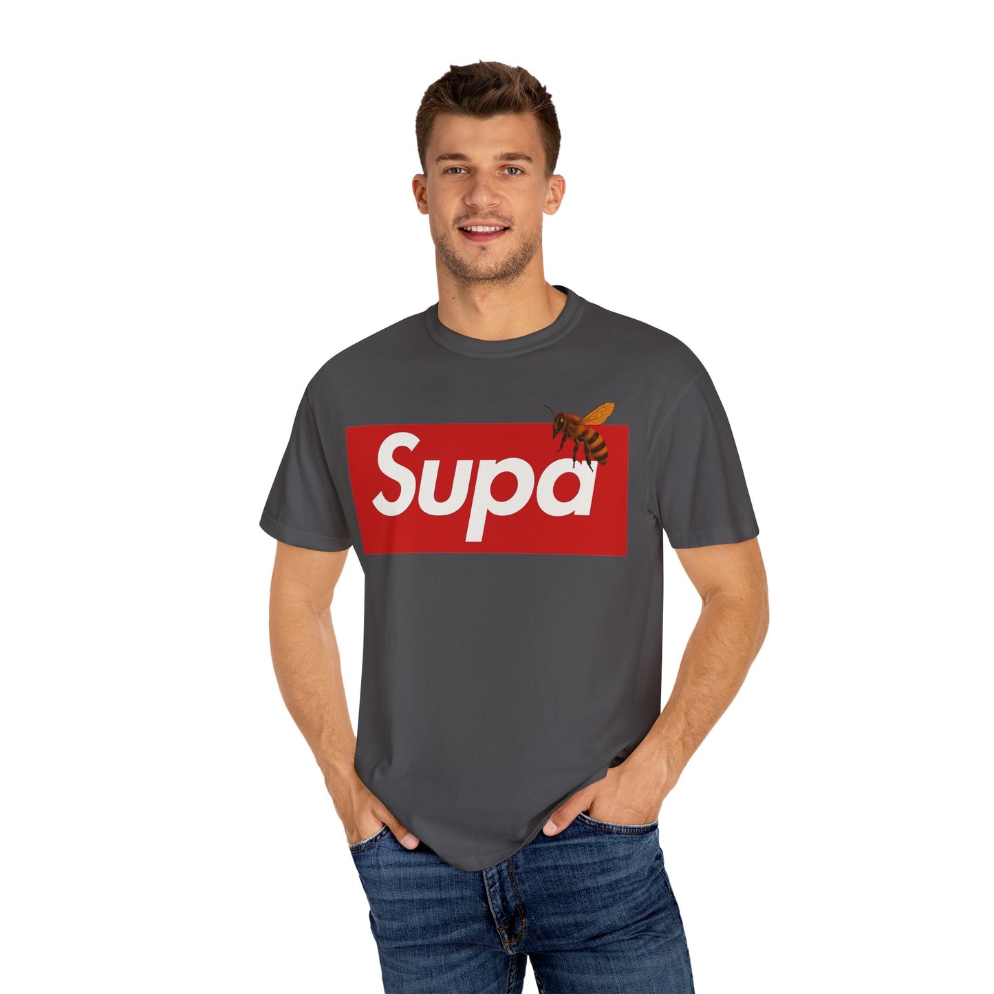 Supa Bee T-Shirt — Retro Box Logo with Honeycomb & Bee Graphic