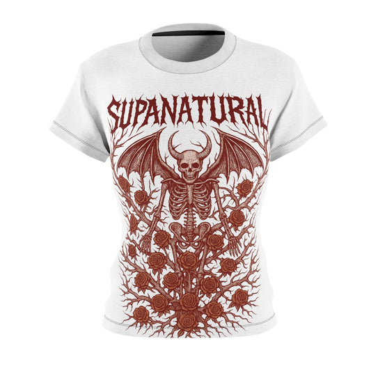 Supanatural Women's Tee — Gothic Skull & Bat Skeleton Graphic Shirt