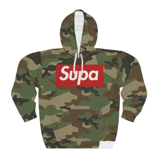 Camo 'Supa' Pullover Hoodie - All-Over Print Streetwear