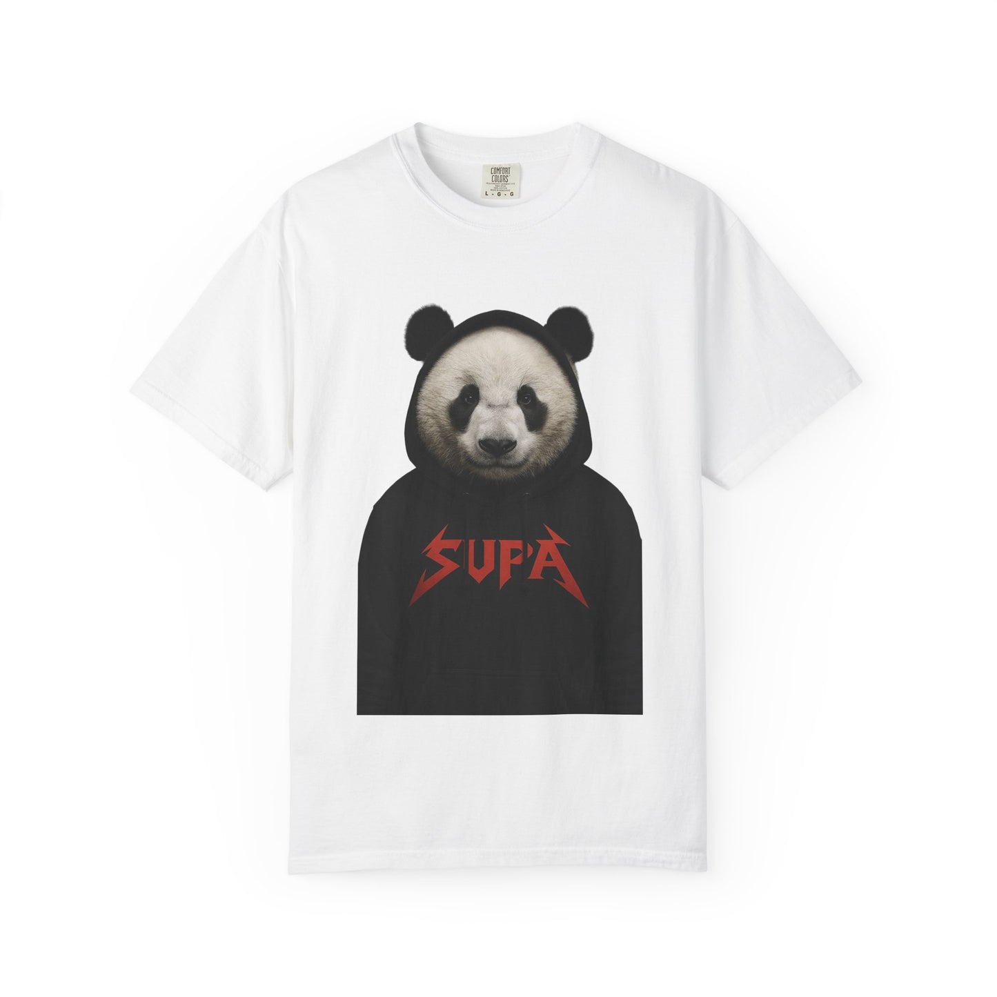 Panda Hoodie Graphic T‑Shirt — 'Supa' Front & 'Off The Map' Zebra Back