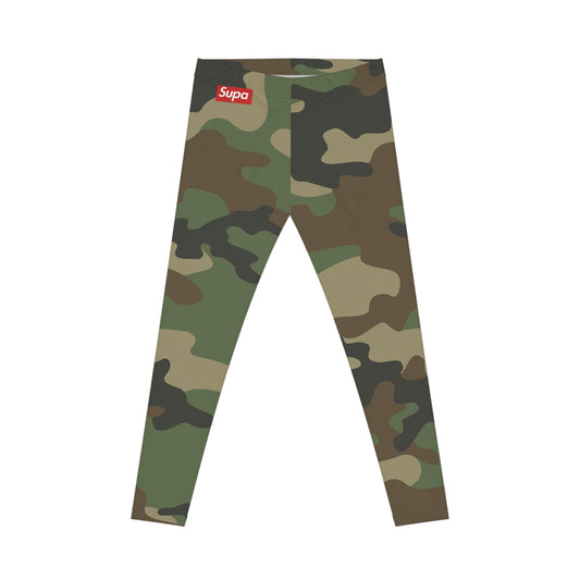 Camo Print Women’s Leggings — All-Over Green Camouflage Activewear