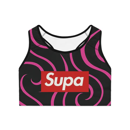 Sports Bra — 'Supa' Pink Swirl Active Crop Top