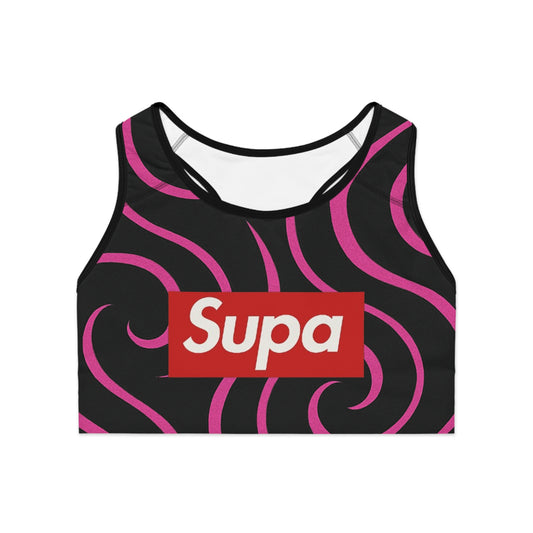 Sports Bra — 'Supa' Pink Swirl Active Crop Top