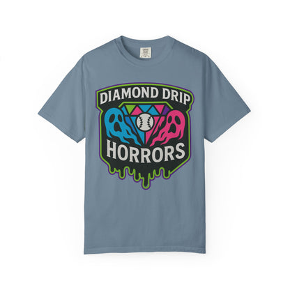 Diamond Drip Horrors T-Shirt — Retro Horror Baseball Graphic Tee