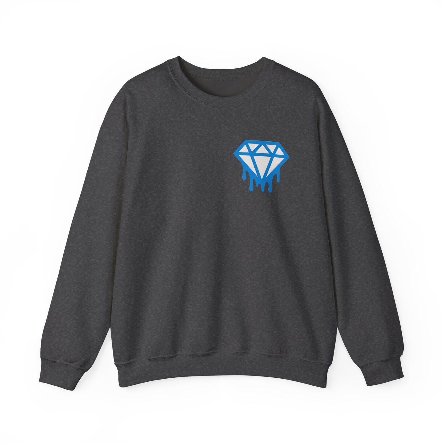 Dripping Blue Diamond Crewneck Sweatshirt — Stadium Nightscape Back Print
