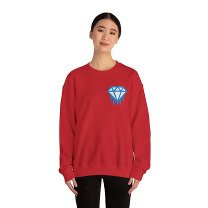 Dripping Blue Diamond Crewneck Sweatshirt — Stadium Nightscape Back Print