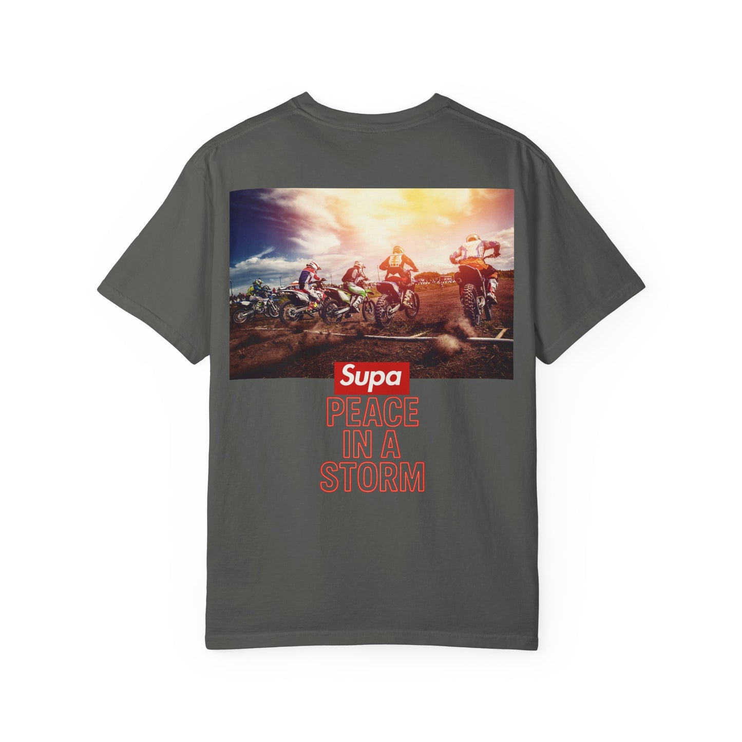Motocross T-Shirt — "Supa" Logo & Back Graphic (Peace in a Storm)