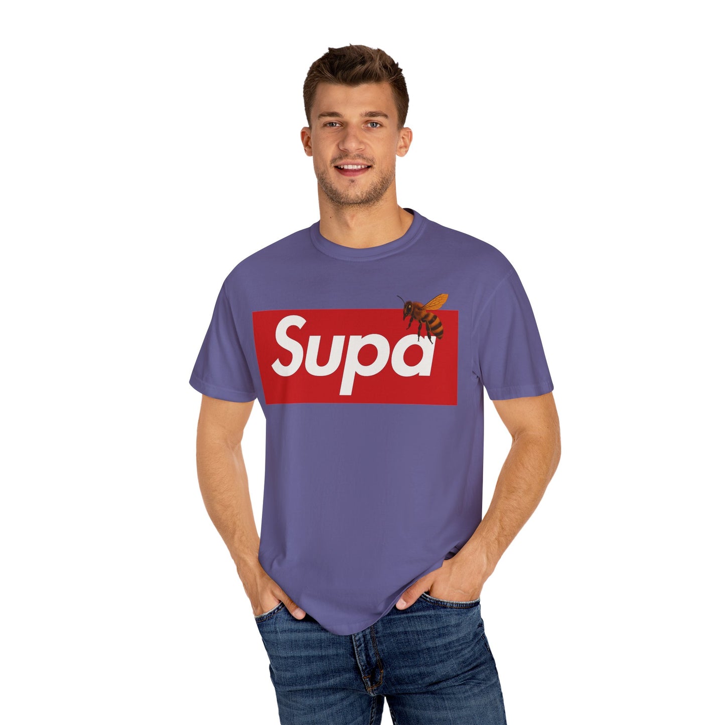 Supa Bee T-Shirt — Retro Box Logo with Honeycomb & Bee Graphic